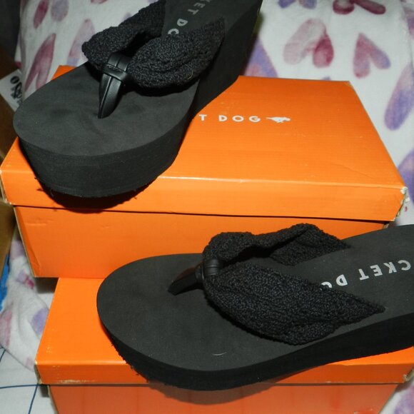 Rocket Dog Black Crochet SIZE 11 Women's Platform Sandal BNIB🆕📦⌚🏃🏻💨⚡🚚 - Picture 4 of 16